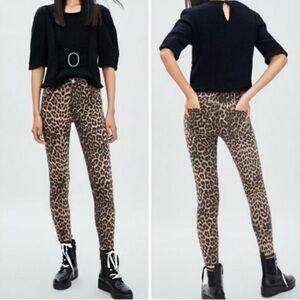 NWT Zara Trafaluc Leopard High Rise Skinny Jeans Size 0